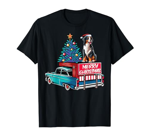 Bernese Mountain Dog Merry Christmas Tree Truck Dog X-Mas Camiseta