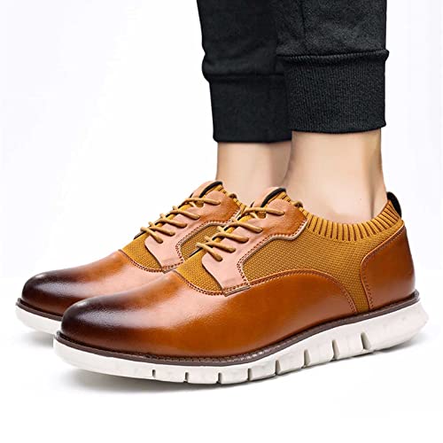 Classic Style Men Lace Up Vintage Leather Shoes Business Casual Shoes RoundToe Leather Shoes Tennis Shoes Men (Brown, 8.5)2