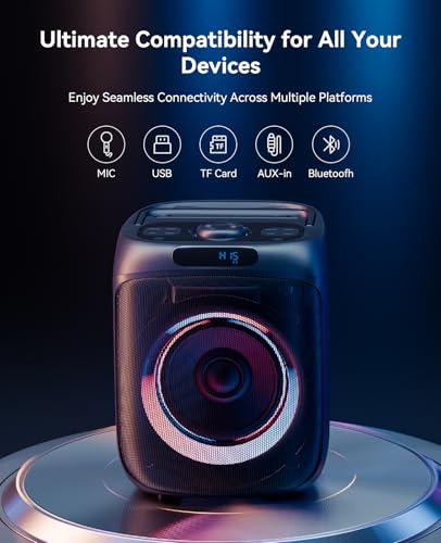 Karaoke Machine for Adults, Portable Bluetooth Karaoke Party Speaker with 2 Wireless Microphones and Remote, Voice Records, Singing PA System LED Lights, FM Radio, TWS TF/USB/AUX for Outdoor/Indoor