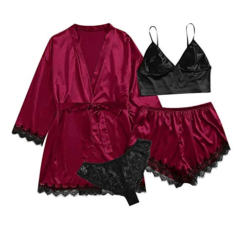 Lingerie pyjama rouge avec robe pour vos nuits cocooning et de détente