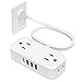 Ultra Flat Plug Power Strip - TROND 5ft Flat Extension Cord, 4 AC Power Outlets, 3 USB A Ports, 1 USB C Charger, Charging Station for Travel, Cruise Ship, Dorm Room Essentials, Home Office Accessories