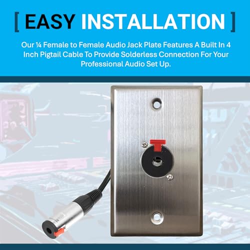 Placa de pared de conector de audio con toma TRS de 6.35 mm libre de interferencias 4