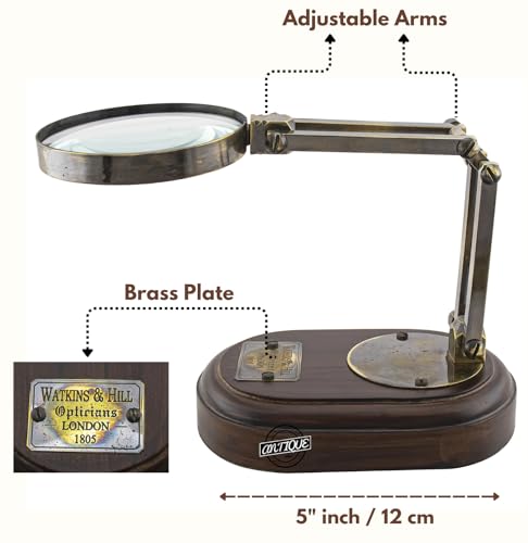 Loupe en laiton de style antique pour lecture et décor de table