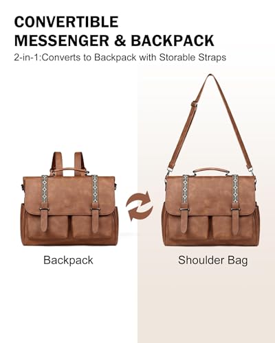 FADEON Leather Satchel Messenger Bag