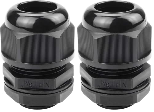 Image of XHF 20 Pcs 3 /4 inch IP68 Strain Relief Nylon Cord Grip Waterproof NPT Cable Glands Adjustable UL Listed and RoHS Compliant(Black) (Pack of 2)