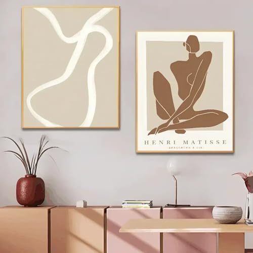Poster abstrait beige TONGYINLI tableau toile salon 20x30 cm
