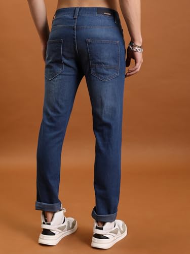 Image of Highlander Men's Straight Fit Jeans | Mid Rise | Stretchable | Sleek & Contemporary | Designed for Comfort & Ease of Movement| Jeans for Man