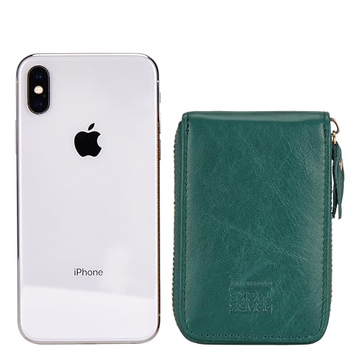 Image of Vintage Full Top Grain Leather Wallet RFID Blocking Multi Card Case with Zipper Pocket Card Holder for Men Women Gift Box