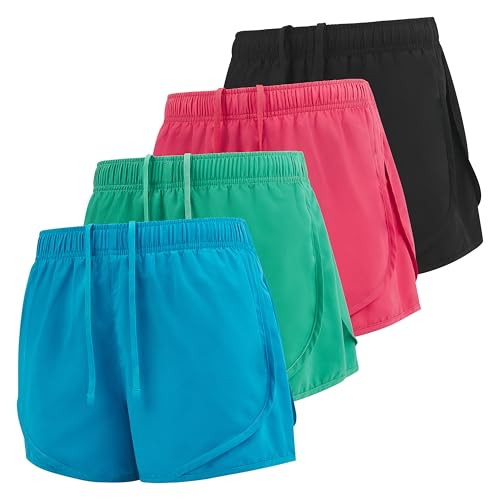 Ultra Performance Women's Running Shorts 4-Pack Athletic Workout Gym Shorts for Women, with Brief Liner