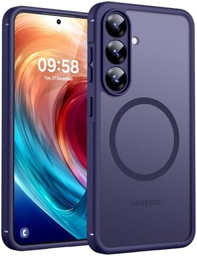 TOCOL für Samsung Galaxy S24 FE Hülle, Kompatibel mit MagSafe, Dunkellila | Starke Haftkraft Magnetring, Kameraschutz mit erhöhten Rändern, Militärschutz Stoßfest Kratzfest, Durchs