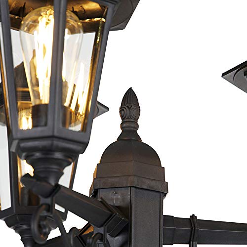 Farol clásico negro de 3 luces New Haven para iluminar y decorar tu jardín exterior 6