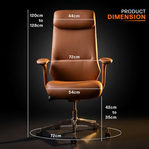 Image of DROGO ErgoTouch Ergonomic Office Chair for Work & Home | Computer Chair with Premium Vegan Leather & High Back Cushioned Backrest | 145 Recline with 3 Lock Positions, Heavy Duty Metal Base (Tan)