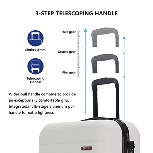 GinzaTravel Koffer met 4 dubbele spinner wielen harde schaal handbagage klein 20 inch/medium 24 inch/grote 28 inch duurzame anti-kras reistrolley, 2 jaar garantie, Wit, S&M&L,Set of 3, Koffer - Image 6