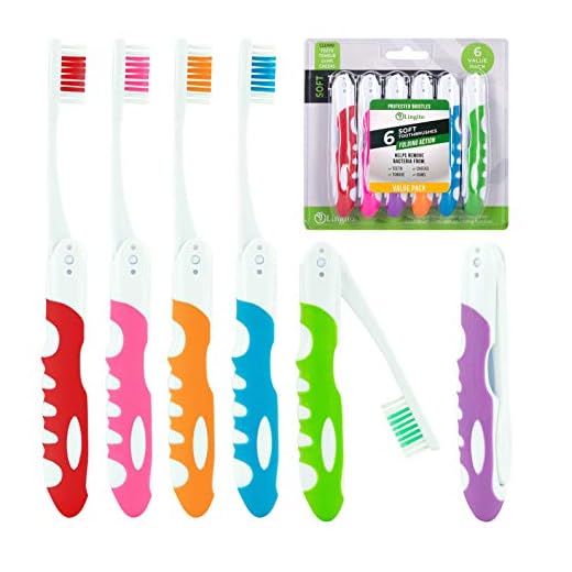 Travel Toothbrush, Portable Toothbrush Built in Cover, Travel Size Toothbrush for Hiking, Camping, and Traveling, Folding Toothbrushes, Collapsible Multi Color Travel Toothbrush Kit (6 Pack-Soft)