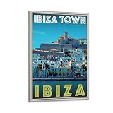 LZTEN Póster de viaje de estilo retro vintage R lienzo Ibiza – España Ibiza ciudad arte de pared arte de pared viaje vacaciones Art Deco lienzo arte pared póster 24x