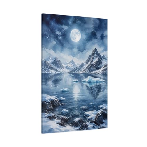 Tableau bleu arctique pour habiller un grand mur vide salon