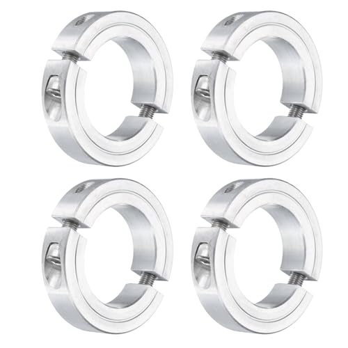 uxcell 4Pcs Double Split Clamp-On Shaft Collar 1-1/2" Bore, Aluminum Alloy