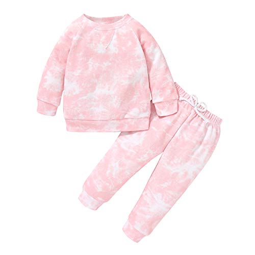 Image of HAPPYMA Toddler Baby Girl Pants Sets Solid Color Long Sleeve Blouse Top + Pants Fall Outfits 2PCS Winter Newborn Clothes