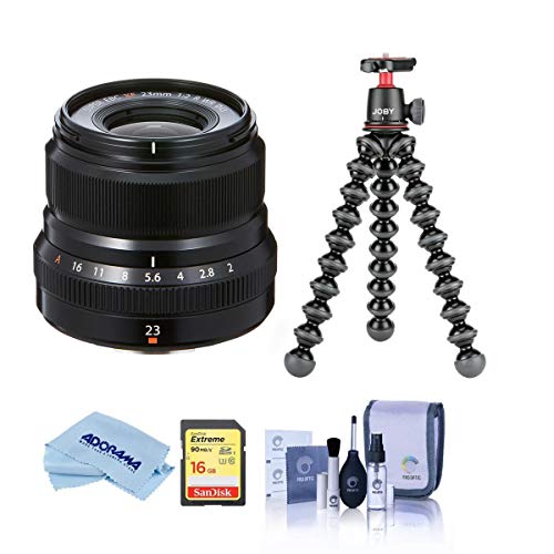 Fujifilm Xf 23Mm F/2 R Wr Lens, Black, Bundle With Joby Gorillapod 3K Kit, 32Gb U3 Sdhc Card, Cleaning Kit, Microfiber Cloth #TOP19