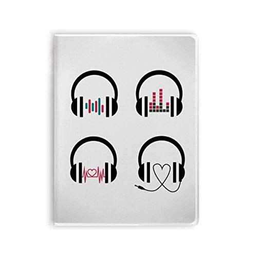 Cuaderno de música de goma suave y patrón de auriculares colorido para diario cómodo