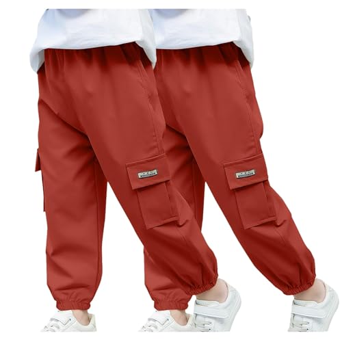 Boys Cargo Joggers Pants 2 Pack Casual Pants Fashion Elastic Waist Pants with Pockets Workout Pant Bottom
