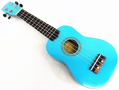 WOODNOTE Beautiful Wooden Blue with Round Hole 21' Soprano Ukulele/rosewood Fingerboard & Bridge
