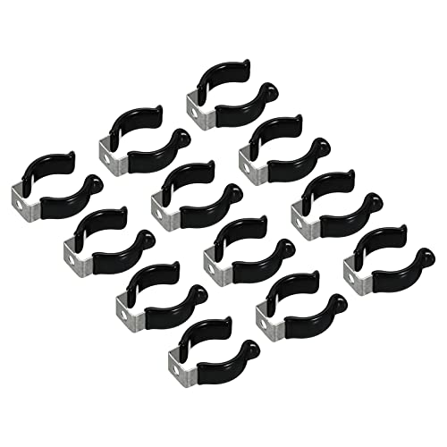MECCANIXITY T8 U Clips Holder Bracket for LED Light Bulb Mounting Bracket Support Stainless Steel Fluorescent Tube Holder Pipe Clamps Spring Holder Tool Clips, Black Pack of 12
