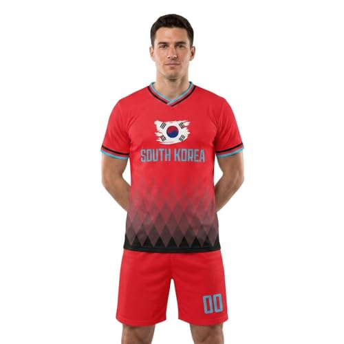 WM Trikot 2026 Spanien AuswäRts Conjunto de chándal para Hombre, niño, niña, Camiseta de Entrenamiento, Manga Corta y pantalón Corto. (Red, 8-9 Years)