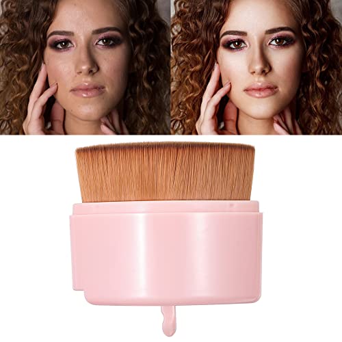 Foviupet 2 In 1 Liquid Foundation Makeup Brush - Portable Travel Size Flat Top Brush Face Blush Cosmetics Foundation Brush For Blending Flawless Finish Foundation Cream, With Protective Cover (Pink) #TOP4