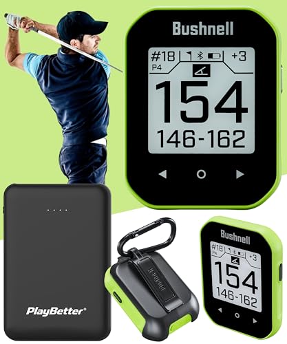 Bushnell Phantom 3 (Green) Slope Golf GPS Handheld Bundle - Touchscreen, Auto Course & Hole...