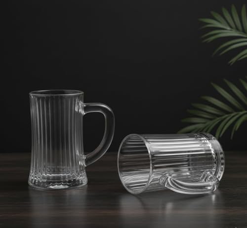 Image of WRINGO Classic Beer Mugs Set of 2, 500ML Glass Mug with Handle, Large Big Heavy Mugs for Freezer, Multipurpose Mugs, Dishwasher & Microwave Safe (BR-11)