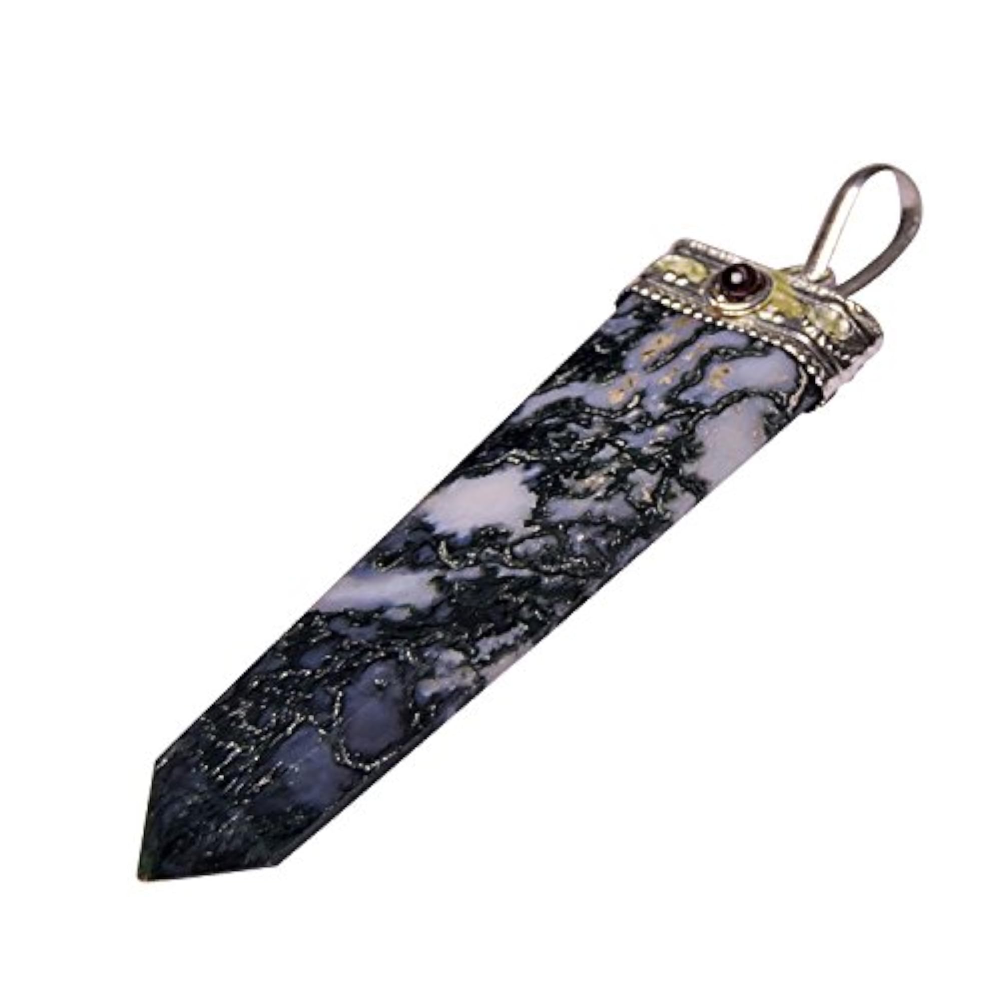Natural Energized Moss Agate Flat Pendant, Pack of 1