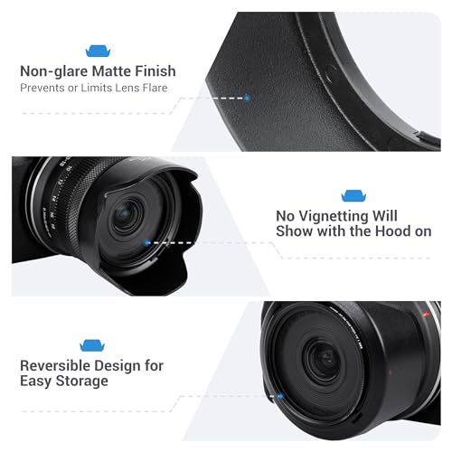 Image of Tulip Lens Hood for Canon RF-S 10-18mm f /4.5-6.3 is STM Lens, Reversible Lens Shade Protector Replaces Canon EW-53B, Compatible with 49mm Filter or Lens Cap