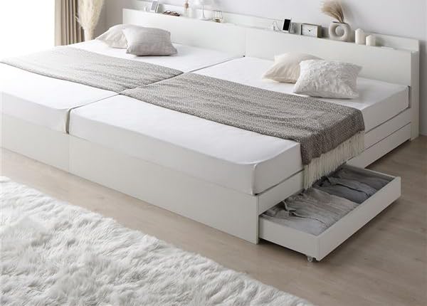 ベッド ワイドキング 280(D+D) ポケットコイルマットレス付き ストーン