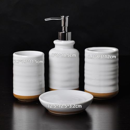 Juego de accesorios de baño de 5 piezas con dosificador de jabón y vasos para cepillos 5