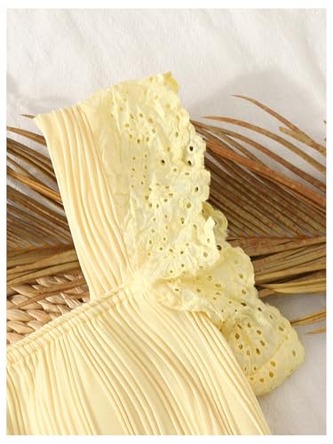 Verdusa Girl's Textured Eyelet Ruffle Crop Tank Top Summer Vacation Going Out Tops4