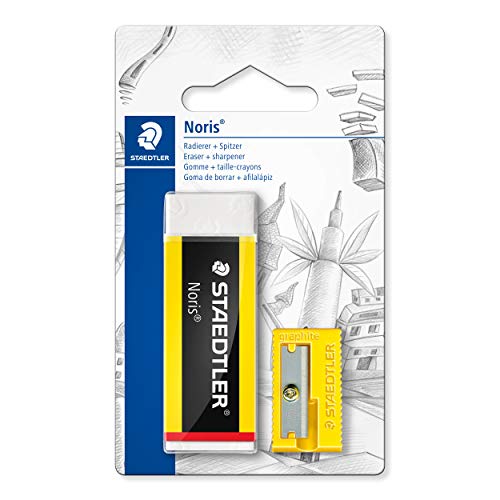 STAEDTLER Eraser & Sharpener Set - Medium Size - Latex & Phthalate-Free Rubber - Pack of 2 526 N-S1BK