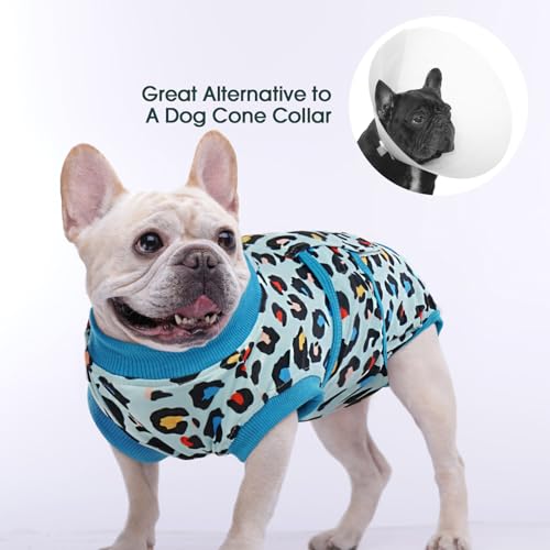 Image of Kuoser Dog Recovery Suit for Dogs After Surgery,Professional Surgical Onesie for Female Male Dogs Spay Neuter,Soft Dog Surgery Suit Bodysuit for Abdominal Wounds Skin Disease,Blue Leopard XL