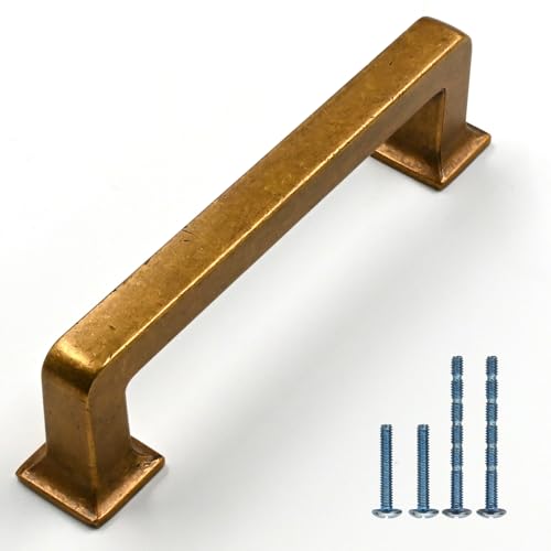 Coinkoly Antique Brass Cabinet Handles Kitchen Pulls 3.75 Inch 10 Pack