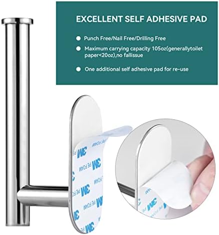 YUET Toilet Roll Holder Wall Mounted, 3M self Adhesive Toilet Roll Holder SUS 304 Stainless Steel Toilet Paper Holder No Drilling for Bathroom (Polish)