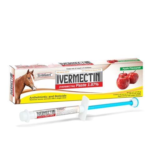 Horse Ivermectin Paste 1.87% Apple Flavored Oral Horse Dewormer Syringe 6.08g Tube Treats Horses Up to 1 250 lbs [Pack-1]