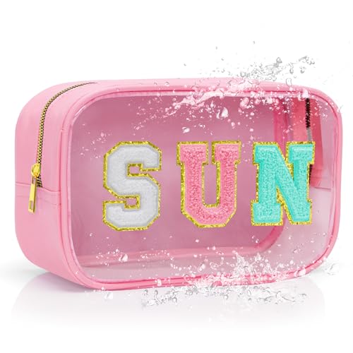 YILANCOL Graduation Gifts Clear Sunscreen Bag Pouch for Beach Bag Waterproof Sun Makeup Bag Beach Toiletry Cosmetic Bag Preppy Beach Summer Vacation Essentials Bag