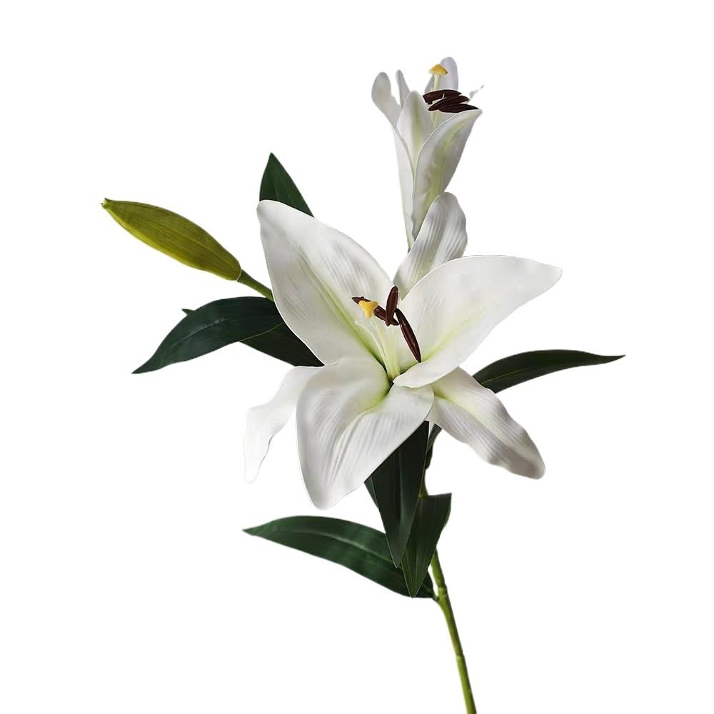 WLH Alexanders Stargazer Lily Artificial Flowers 85cm Long Stem for Home Garden Kitchen Table Flower Arrangement Decor faux flower(Wei�)