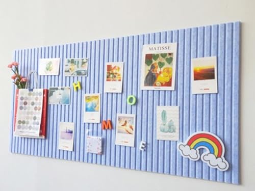 Felt Bulletin Board,Felt Wall Tiles with Push Pin and Safe Removable Adhesive Tabs,Self Adhesive Pin Board Wall Tiles for Photos Memos,Cork Panels (Blue1)
