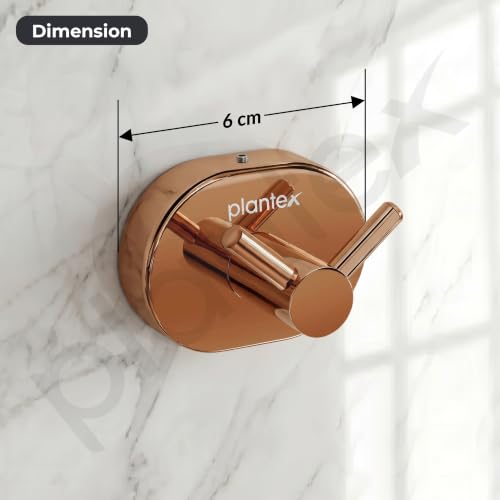 Image of Plantex J4 Stainless Steel Clothes Hanger for Wall /Hangers for Bathroom /Robe Hook /Bathroom Accessories (PVD Rose Gold Finish) Onix