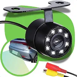 Câmera de Ré Automotiva HD 720p 8 LEDs Infravermelho Visão Noturna 170° Grande Angular à Prova d’Água Universal 12V para Carros