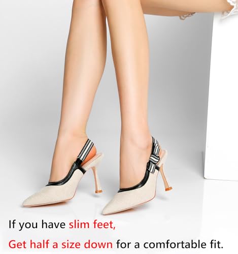 Image of RIBONGZ Sexy Slingback Pumps Elegant Dressy Heels for Women Closed Toe Pointy High Heels Wedding Bride Prom Party Evening Shoes