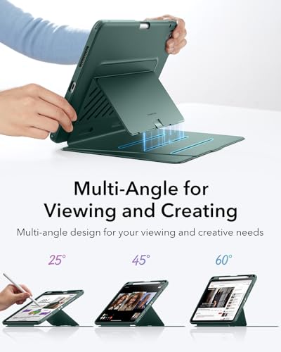 Image of ESR for iPad Air 11 Inch Case M4 /M3 /M2 (2026 /2025 /2024), iPad Air 5th /4th Gen (2022 /2020), Vertical Stand Cover, Multi Stand Angles, Ultra-Stable Case with Pencil Holder, Flip Series, Green