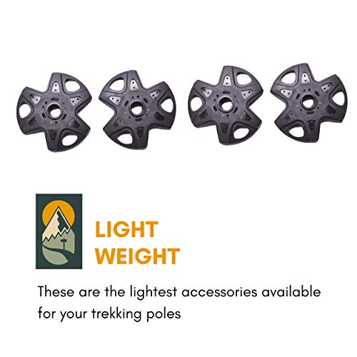 Hiker Hunger Extra Durable Rubber Snow Baskets: Trekking, Hiking, and Snowshoe Poles Accessories & Replacements Fits Most Walking Poles (4 Pack Snow Baskets) - USA Based Brand