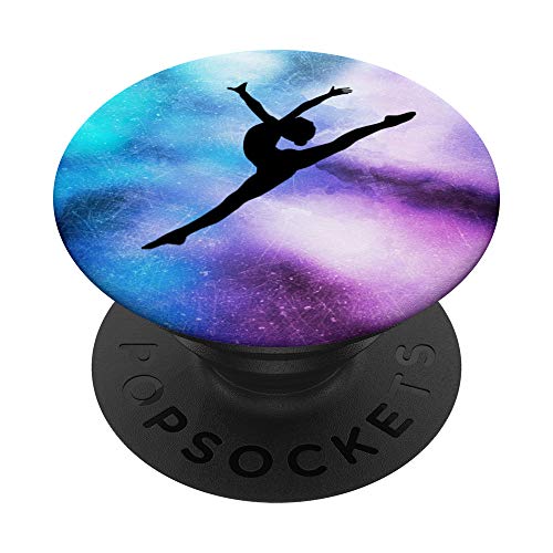Gymnast Silhouette Aerial Pose Green/Blue/Purple Watercolor Popsockets Popgrip: Swappable Grip For Phones & Tablets #TOP21